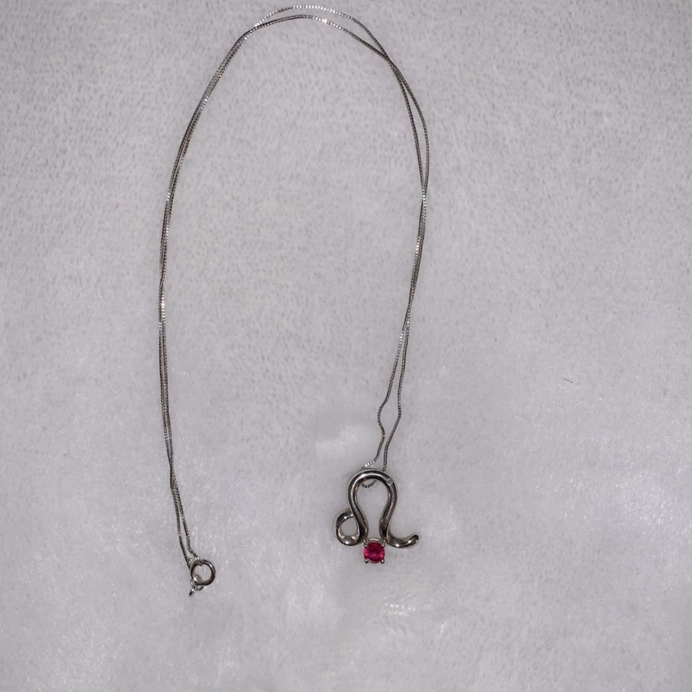 Ruby Birthstone Leo Necklace